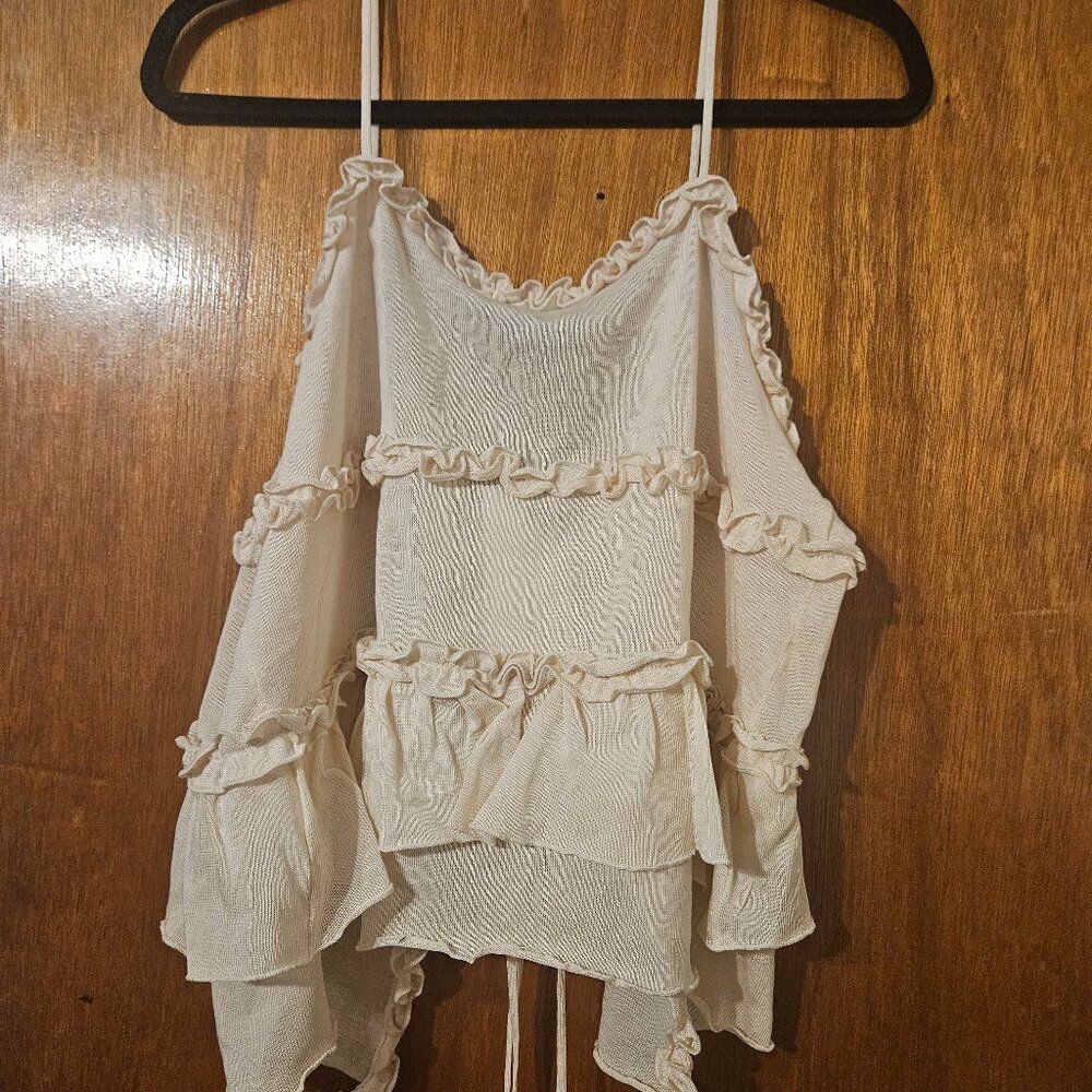 Zara Ruffle Knit Top Size Large - Picture 7 of 7